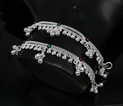 Handmade 6-inch sterling silver baby anklet with unisex design, customized charm, and ankle bracelet style from Tribal Ornaments.