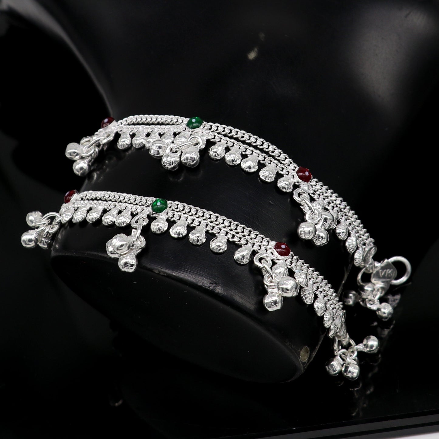 6" inches handmade solid sterling silver baby kids ankle bracelet unisex baby anklet foot bracelet customized charm noisy bracelet ank415 - TRIBAL ORNAMENTS