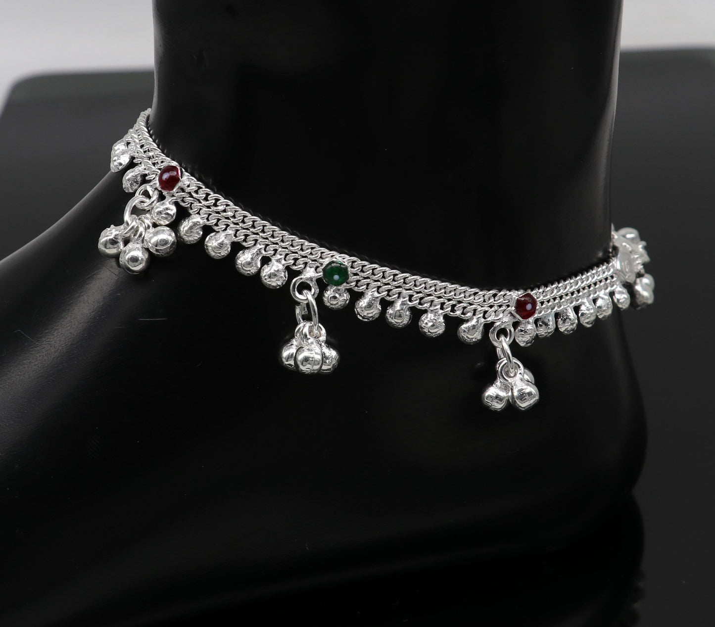 6" inches handmade solid sterling silver baby kids ankle bracelet unisex baby anklet foot bracelet customized charm noisy bracelet ank415 - TRIBAL ORNAMENTS