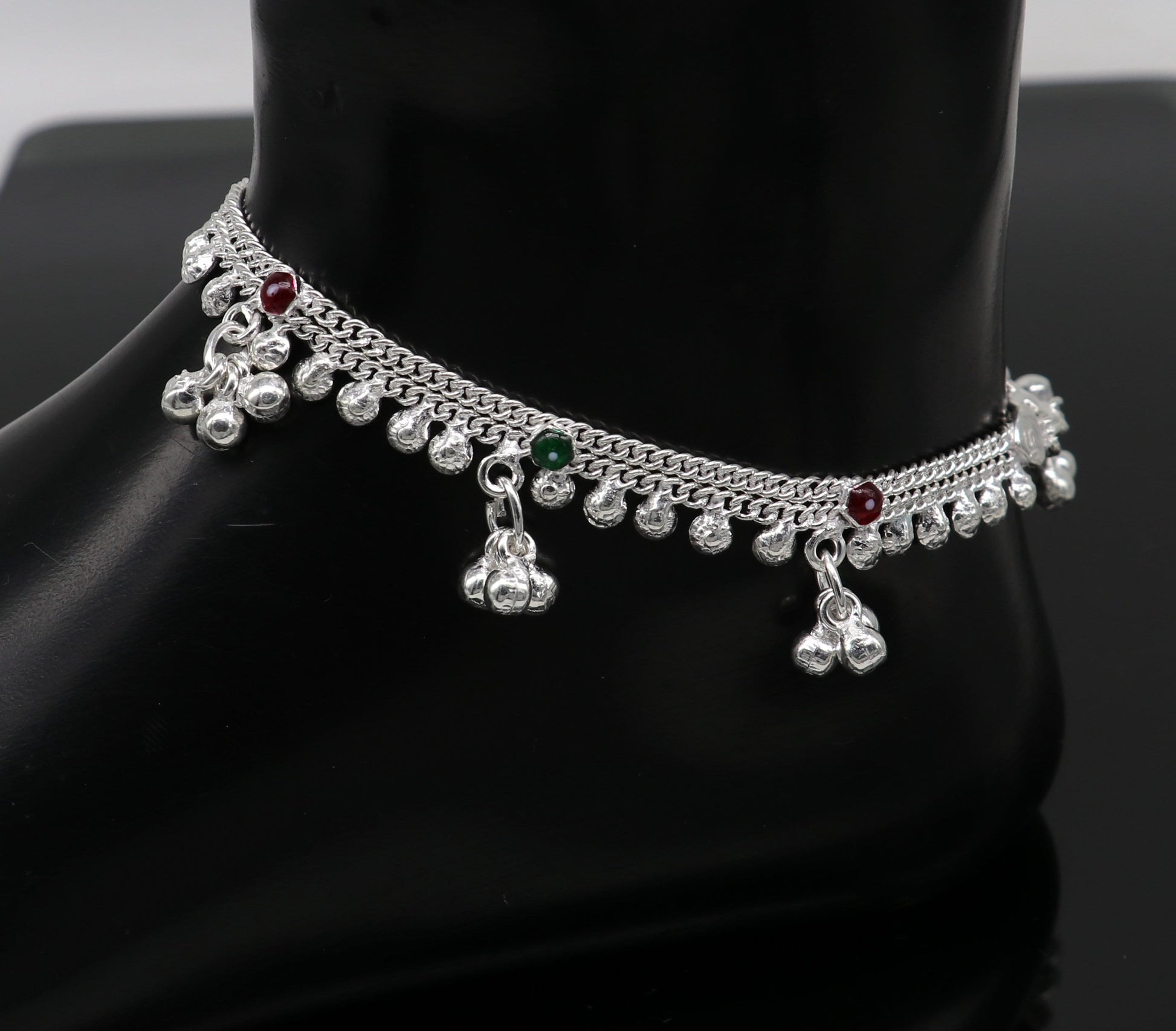 6" inches handmade solid sterling silver baby kids ankle bracelet unisex baby anklet foot bracelet customized charm noisy bracelet ank415 - TRIBAL ORNAMENTS