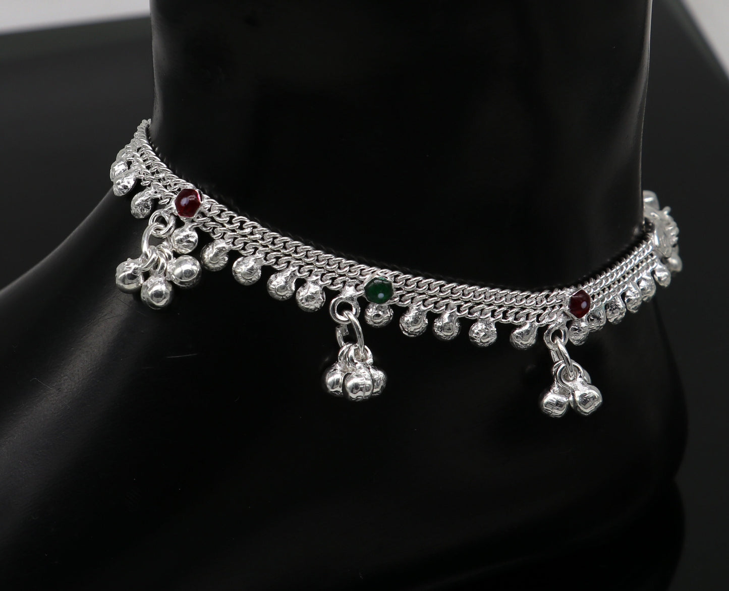 6" inches handmade solid sterling silver baby kids ankle bracelet unisex baby anklet foot bracelet customized charm noisy bracelet ank415 - TRIBAL ORNAMENTS