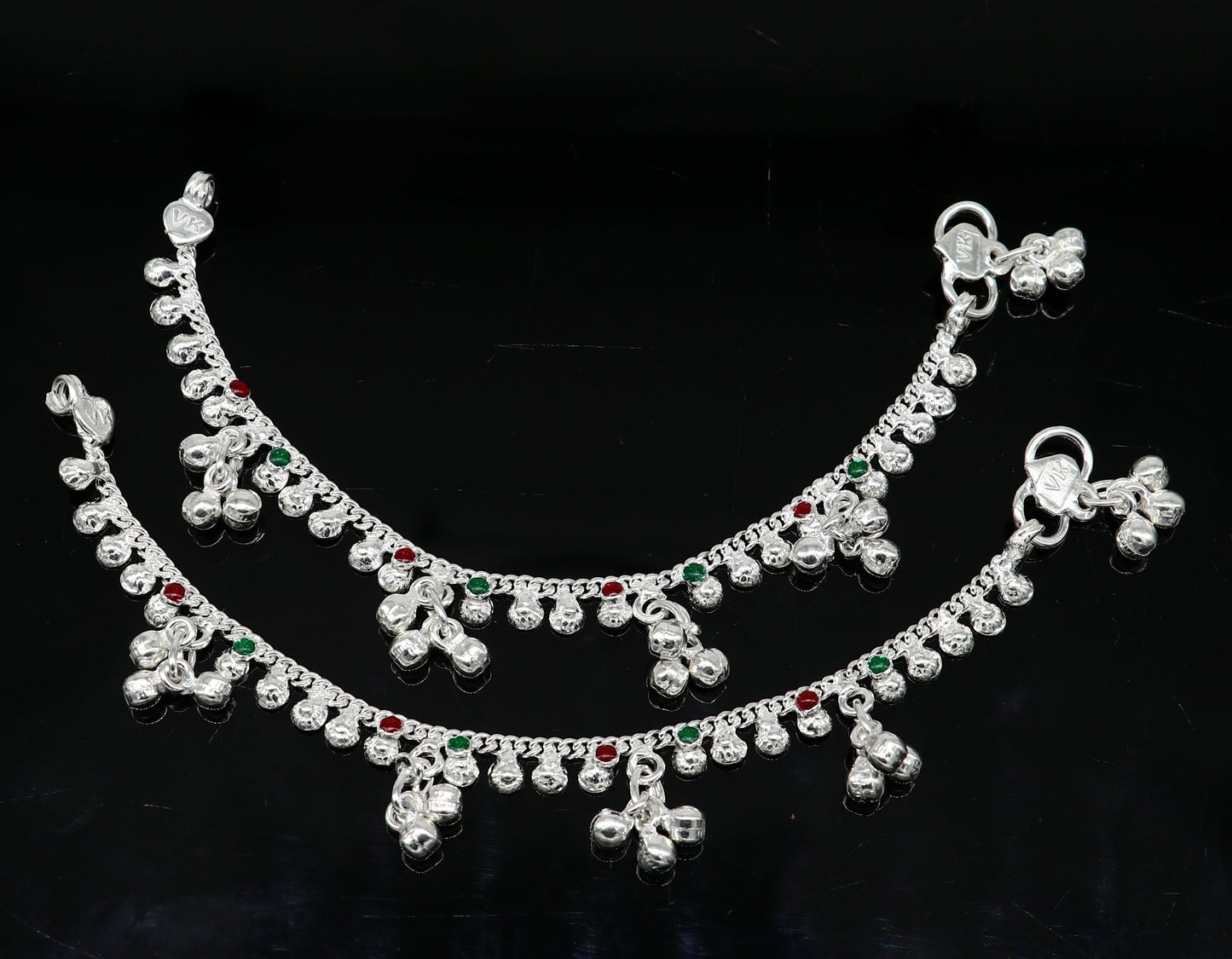 6" inches long handmade solid sterling silver baby kids ankle bracelet elegant dainty customized charm bracelet unisex baby jewelry ank425 - TRIBAL ORNAMENTS