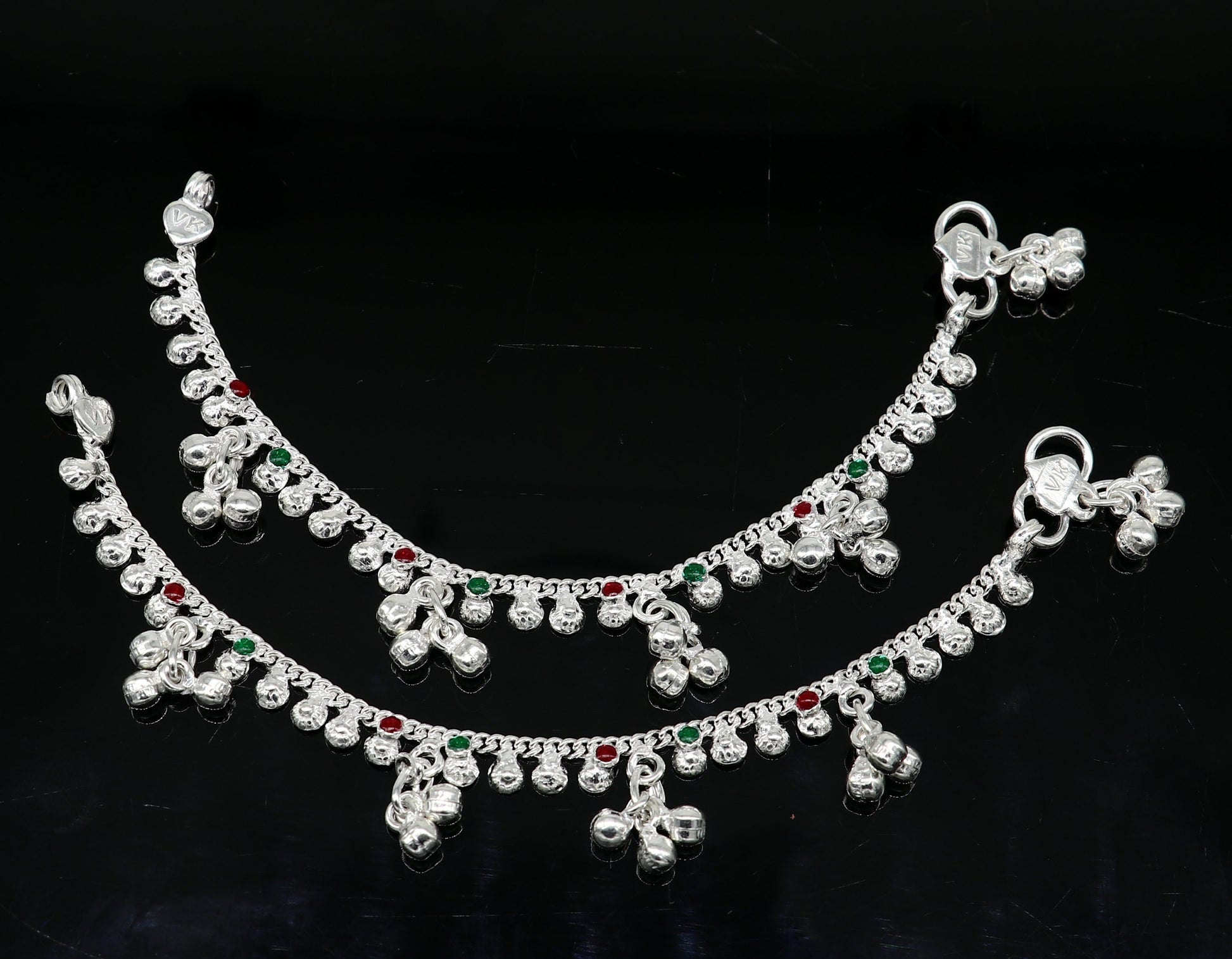 6" inches long handmade solid sterling silver baby kids ankle bracelet elegant dainty customized charm bracelet unisex baby jewelry ank425 - TRIBAL ORNAMENTS