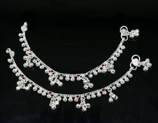 6" inches long handmade solid sterling silver baby kids ankle bracelet elegant dainty customized charm bracelet unisex baby jewelry ank425 - TRIBAL ORNAMENTS