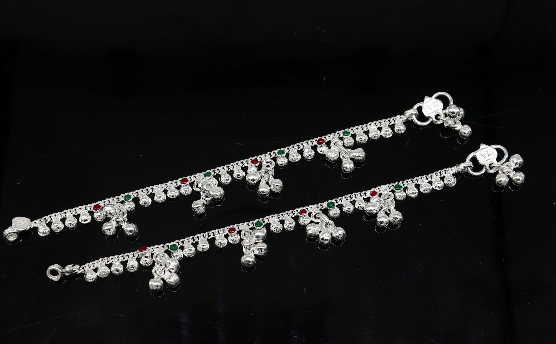 6" inches long handmade solid sterling silver baby kids ankle bracelet elegant dainty customized charm bracelet unisex baby jewelry ank425 - TRIBAL ORNAMENTS