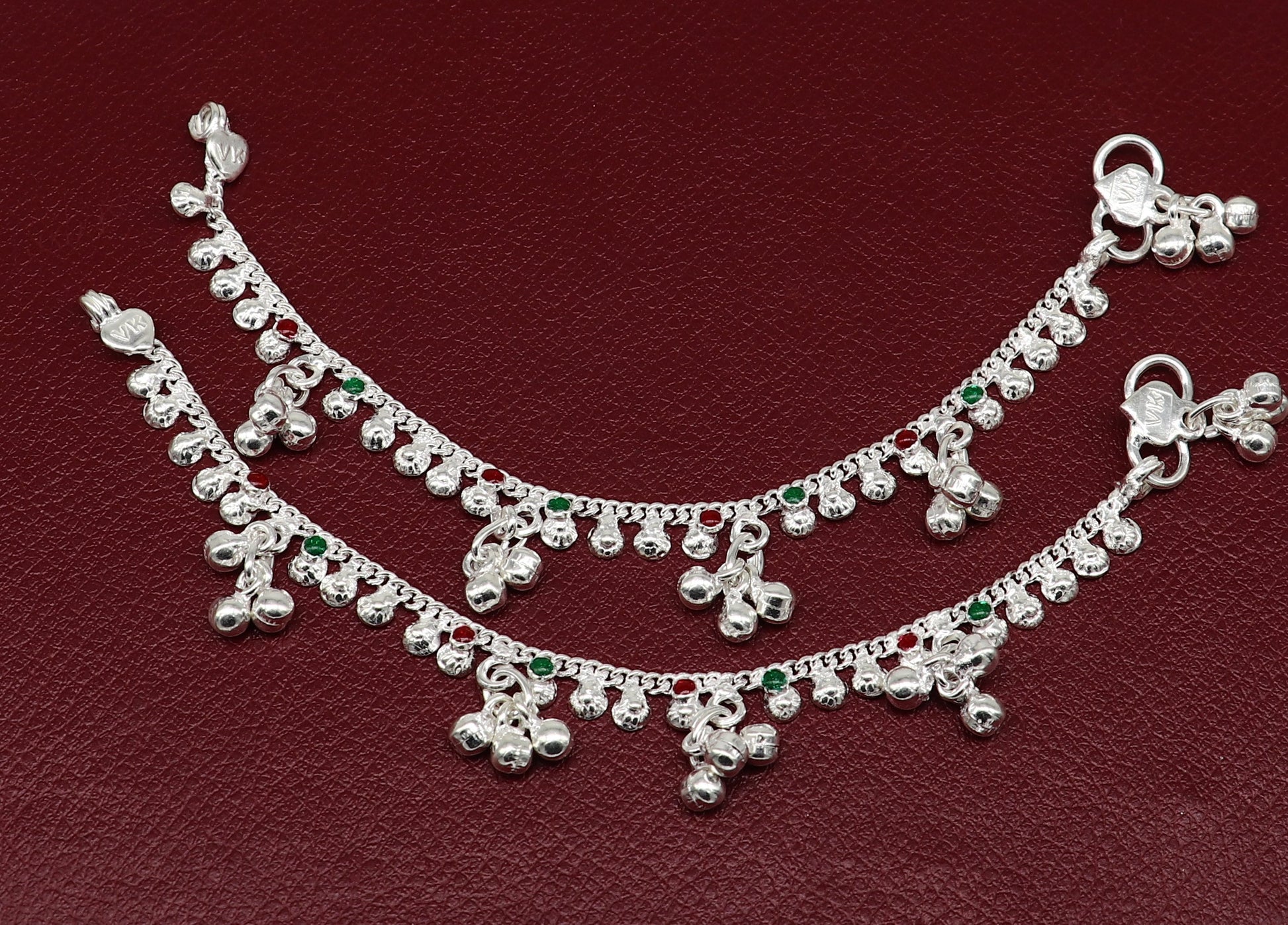 6" inches long handmade solid sterling silver baby kids ankle bracelet elegant dainty customized charm bracelet unisex baby jewelry ank425 - TRIBAL ORNAMENTS