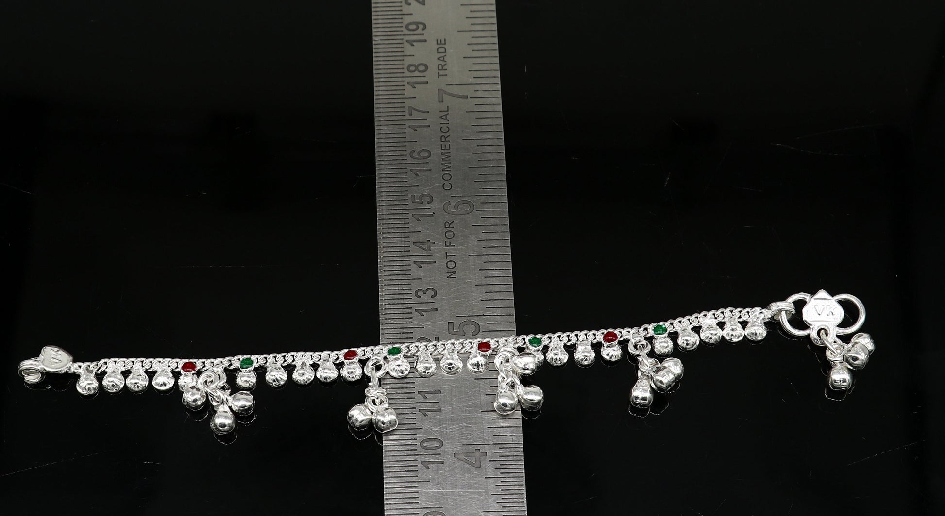 6" inches long handmade solid sterling silver baby kids ankle bracelet elegant dainty customized charm bracelet unisex baby jewelry ank425 - TRIBAL ORNAMENTS