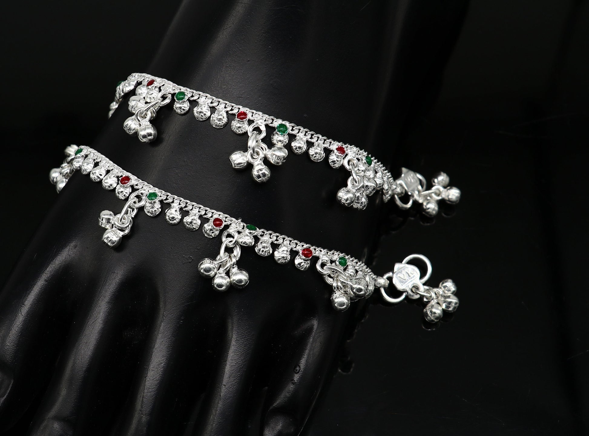 6" inches long handmade solid sterling silver baby kids ankle bracelet elegant dainty customized charm bracelet unisex baby jewelry ank425 - TRIBAL ORNAMENTS