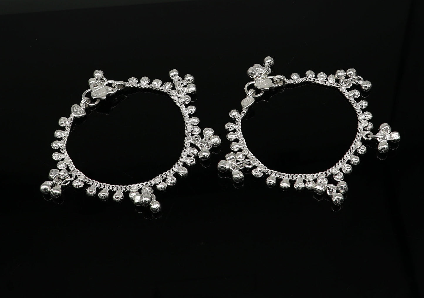 6" inches long handmade solid sterling silver baby kids ankle bracelet elegant dainty customized charm bracelet unisex baby jewelry ank427 - TRIBAL ORNAMENTS