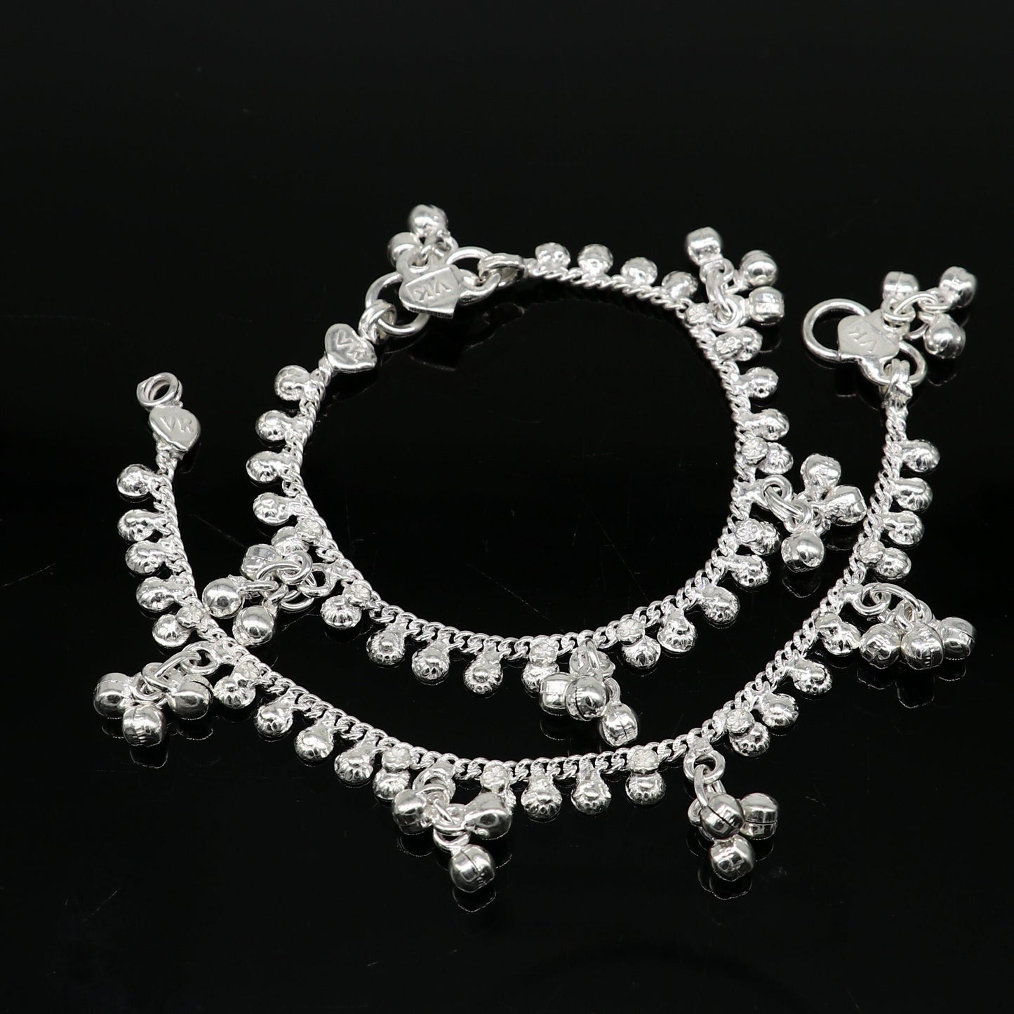 6" inches long handmade solid sterling silver baby kids ankle bracelet elegant dainty customized charm bracelet unisex baby jewelry ank427 - TRIBAL ORNAMENTS