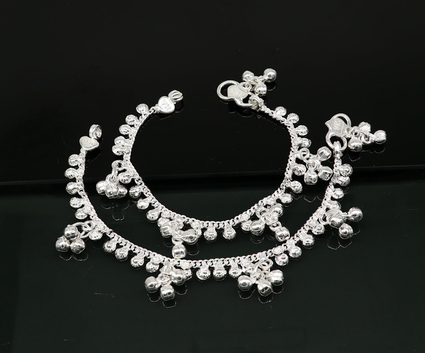 6" inches long handmade solid sterling silver baby kids ankle bracelet elegant dainty customized charm bracelet unisex baby jewelry ank427 - TRIBAL ORNAMENTS