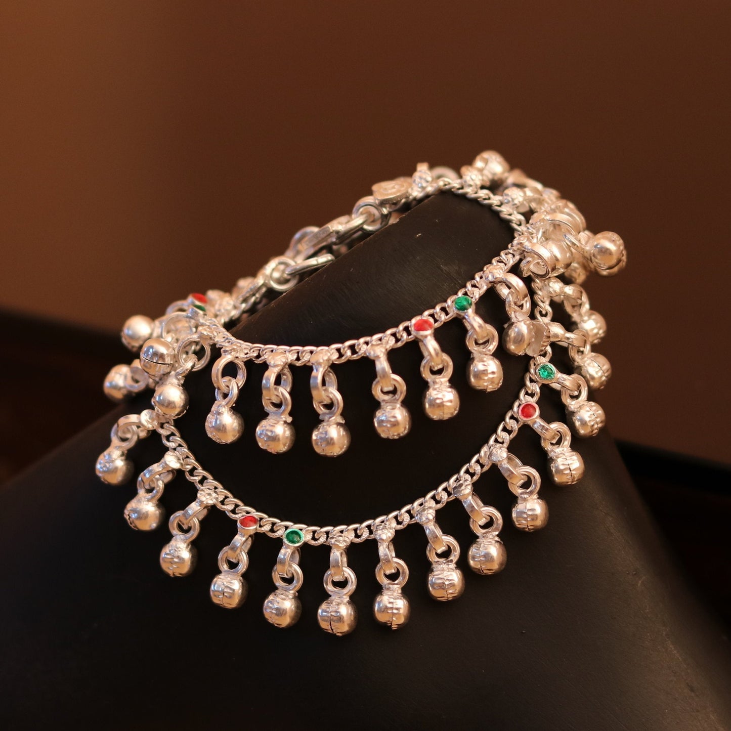 6"inches long Sterling silver handmade amazing single chain ankle bracelet baby jingling anklet noisy sound bells charm jewelry ank152 - TRIBAL ORNAMENTS