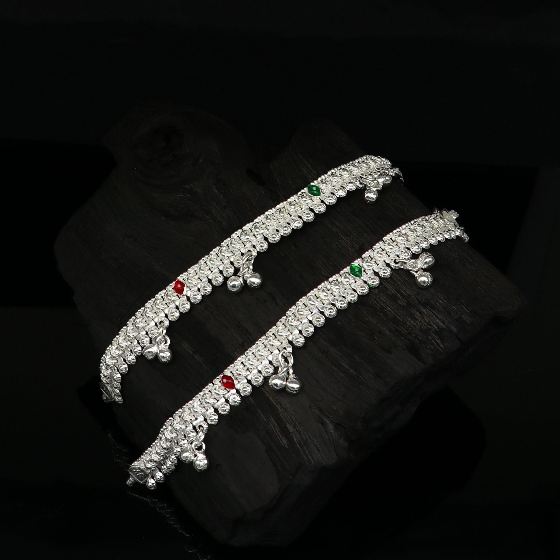 6" inches Sterling silver customized silver ankle bracelet new born baby anklets Jingling charm anklets foot fancy stylish jewelry ank277 - TRIBAL ORNAMENTS