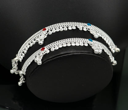 Sterling silver 6-inch customized baby anklet by Tribal Ornaments, trendy and stylish kids jewelry for newborns and infants.