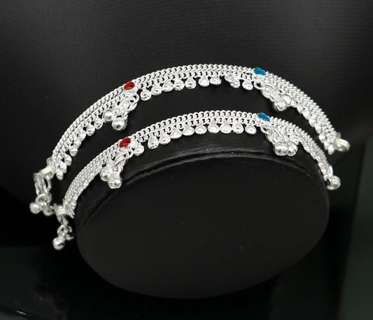 6" long Sterling silver customized baby anklets, gorgeous gift for new born baby anklets kids jewelry, trendy stylish ankle bracelet ank365 - TRIBAL ORNAMENTS