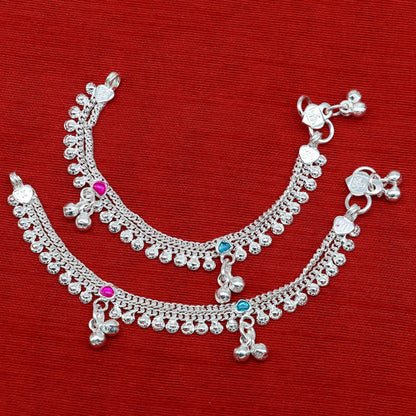 Sterling silver 6-inch customized baby anklet by TRIBAL ORNAMENTS, stylish and trendy ankle bracelet for newborns and kids jewelry.