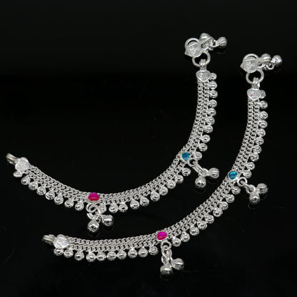 Sterling silver customized baby anklet, 6 inches long, trendy stylish jewelry for newborns from TRIBAL ORNAMENTS.
