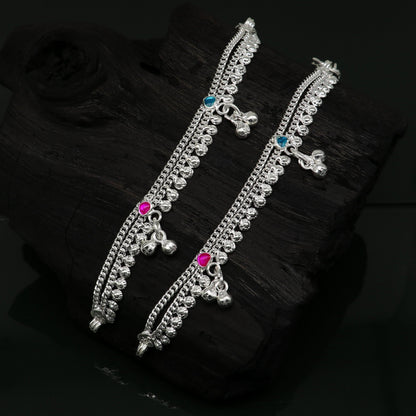 Sterling silver customized baby anklet, 6 inches long, stylish and trendy jewelry gift for newborns and young kids.