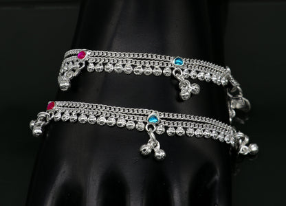 Sterling silver 6-inch customized baby anklet from TRIBAL ORNAMENTS, stylish jewelry for newborns and kids.