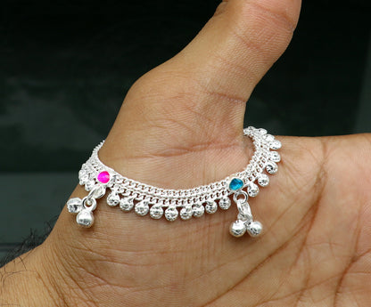 Sterling silver 6-inch customized baby anklet from TRIBAL ORNAMENTS, stylish and adorable jewelry for newborns.