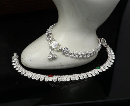 Sterling silver handcrafted baby anklet, 6 inches long, stylish and trendy ankle bracelet for newborns and kids jewelry by Tribal Ornaments.