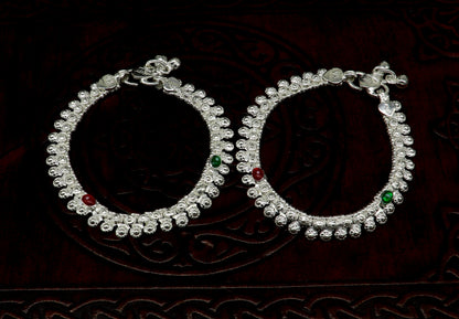 Sterling silver handcrafted baby anklet, 6 inches long, stylish and trendy ankle bracelet for newborns, from Tribal Ornaments.