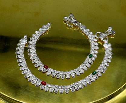 Sterling silver handcrafted baby anklet, 6 inches long, with delicate design, stylish ankle bracelet for newborns and kids jewelry.