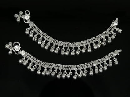 6" long Sterling silver handmade amazing silver ankle bracelet baby anklet noisy sound charm customized anklet personalized gifting ank213 - TRIBAL ORNAMENTS