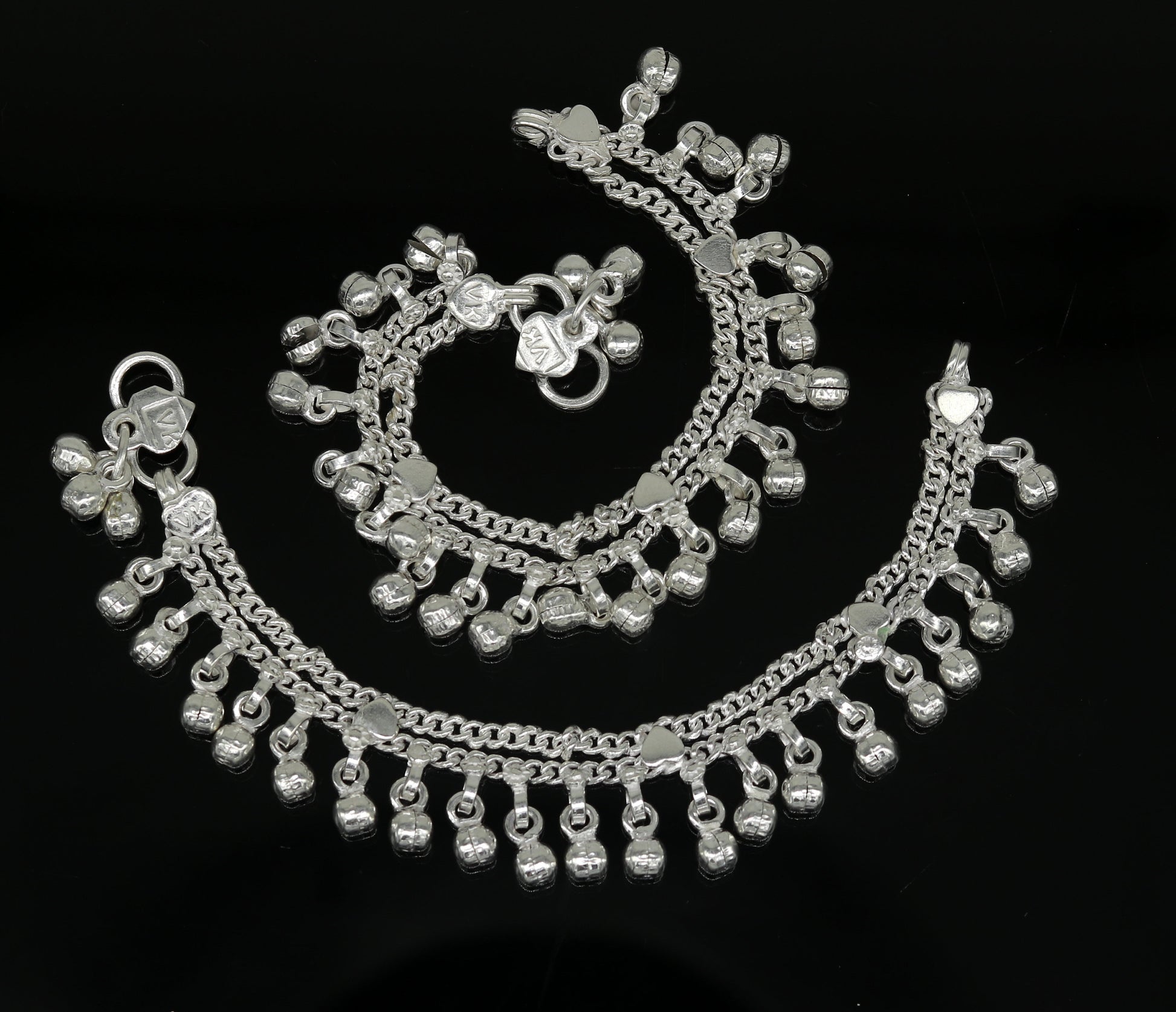 6" long Sterling silver handmade amazing silver ankle bracelet baby anklet noisy sound charm customized anklet personalized gifting ank213 - TRIBAL ORNAMENTS