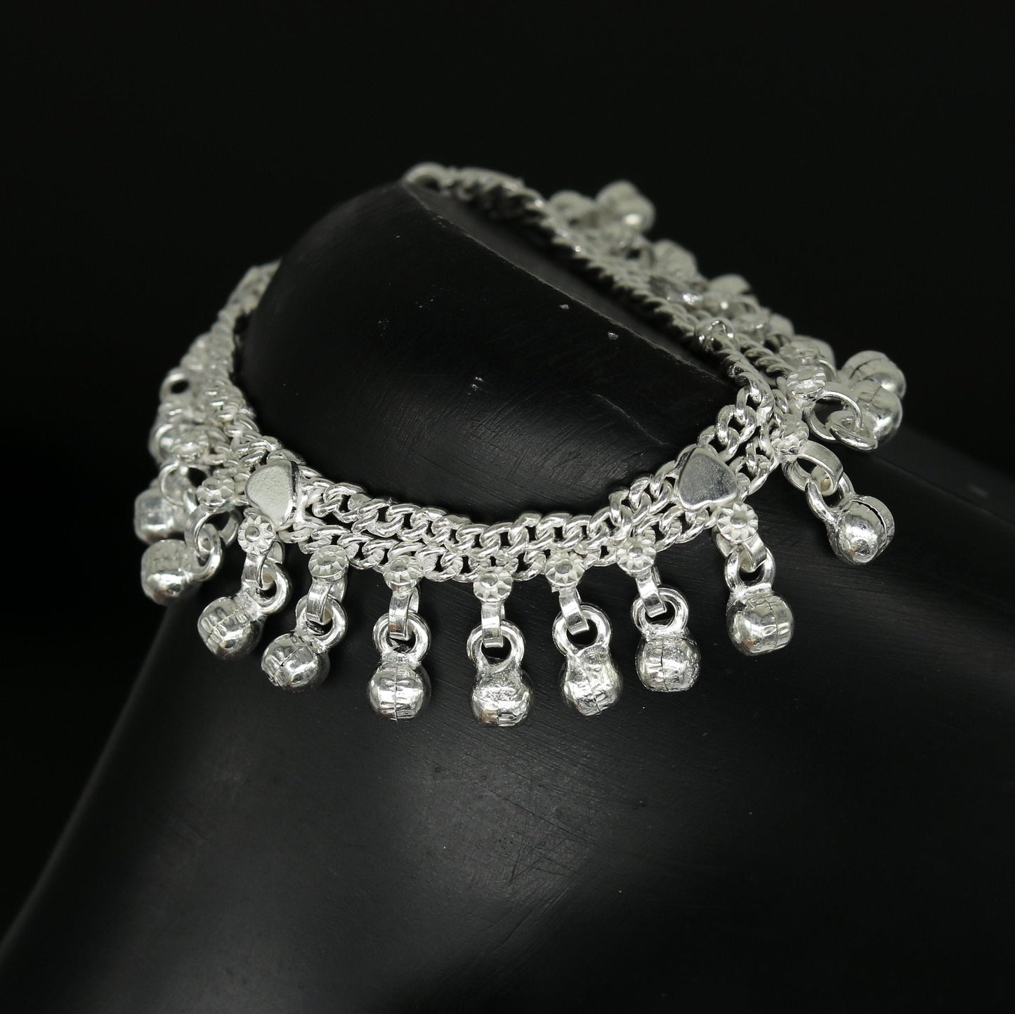 6" long Sterling silver handmade amazing silver ankle bracelet baby anklet noisy sound charm customized anklet personalized gifting ank213 - TRIBAL ORNAMENTS