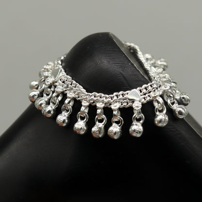 6" long Sterling silver handmade amazing silver ankle bracelet baby anklet noisy sound charm customized anklet personalized gifting ank213 - TRIBAL ORNAMENTS