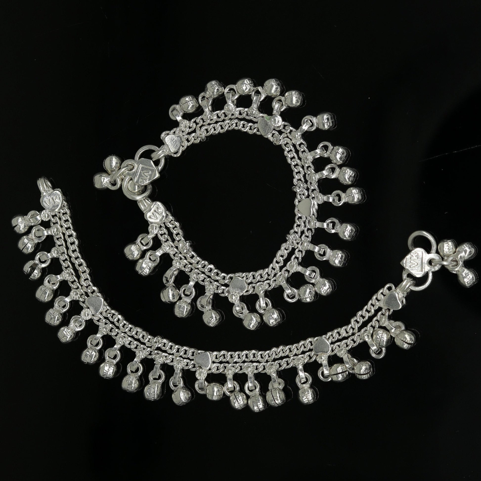 6" long Sterling silver handmade amazing silver ankle bracelet baby anklet noisy sound charm customized anklet personalized gifting ank213 - TRIBAL ORNAMENTS