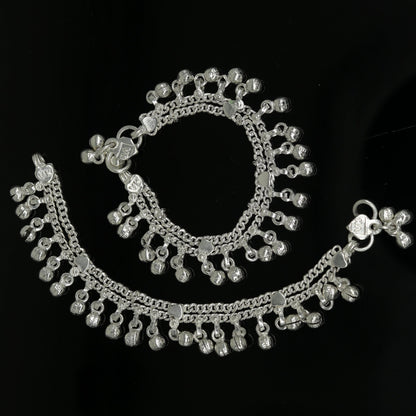 6" long Sterling silver handmade amazing silver ankle bracelet baby anklet noisy sound charm customized anklet personalized gifting ank213 - TRIBAL ORNAMENTS