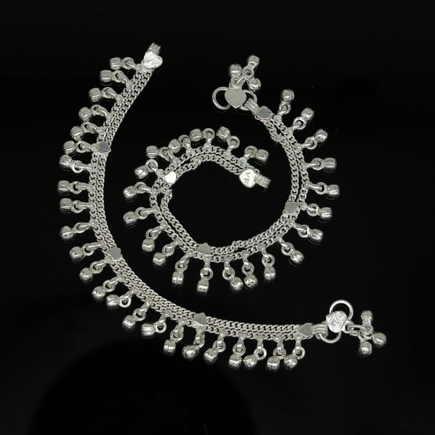 6" long Sterling silver handmade amazing silver ankle bracelet baby anklet noisy sound charm customized anklet personalized gifting ank215 - TRIBAL ORNAMENTS