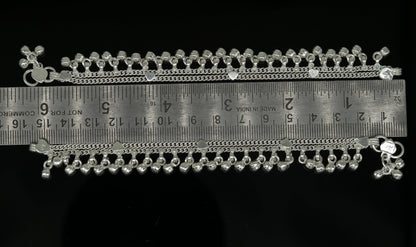 6" long Sterling silver handmade amazing silver ankle bracelet baby anklet noisy sound charm customized anklet personalized gifting ank215 - TRIBAL ORNAMENTS
