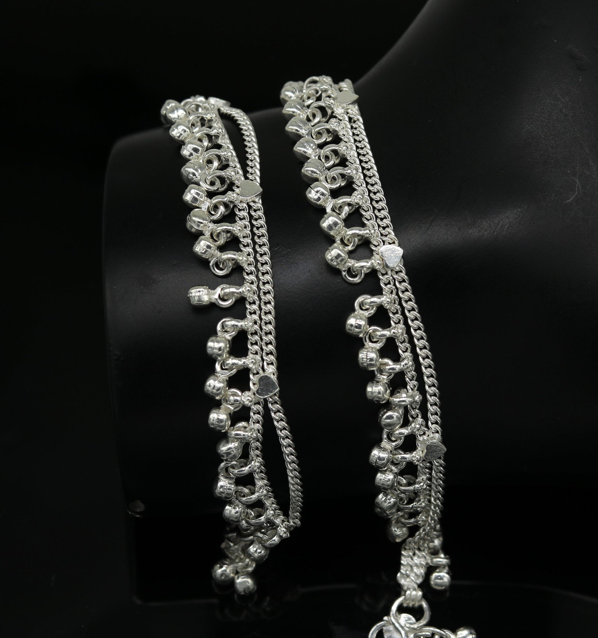 6" long Sterling silver handmade amazing silver ankle bracelet baby anklet noisy sound charm customized anklet personalized gifting ank215 - TRIBAL ORNAMENTS