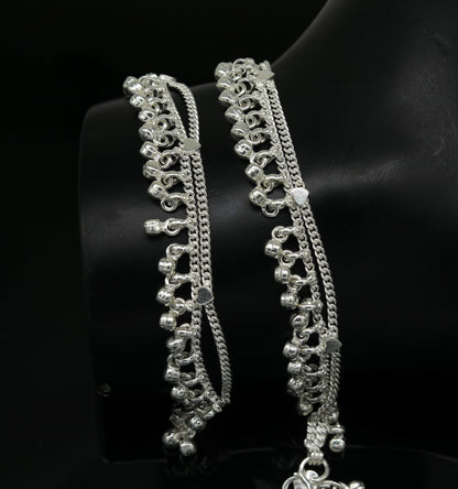 6" long Sterling silver handmade amazing silver ankle bracelet baby anklet noisy sound charm customized anklet personalized gifting ank215 - TRIBAL ORNAMENTS