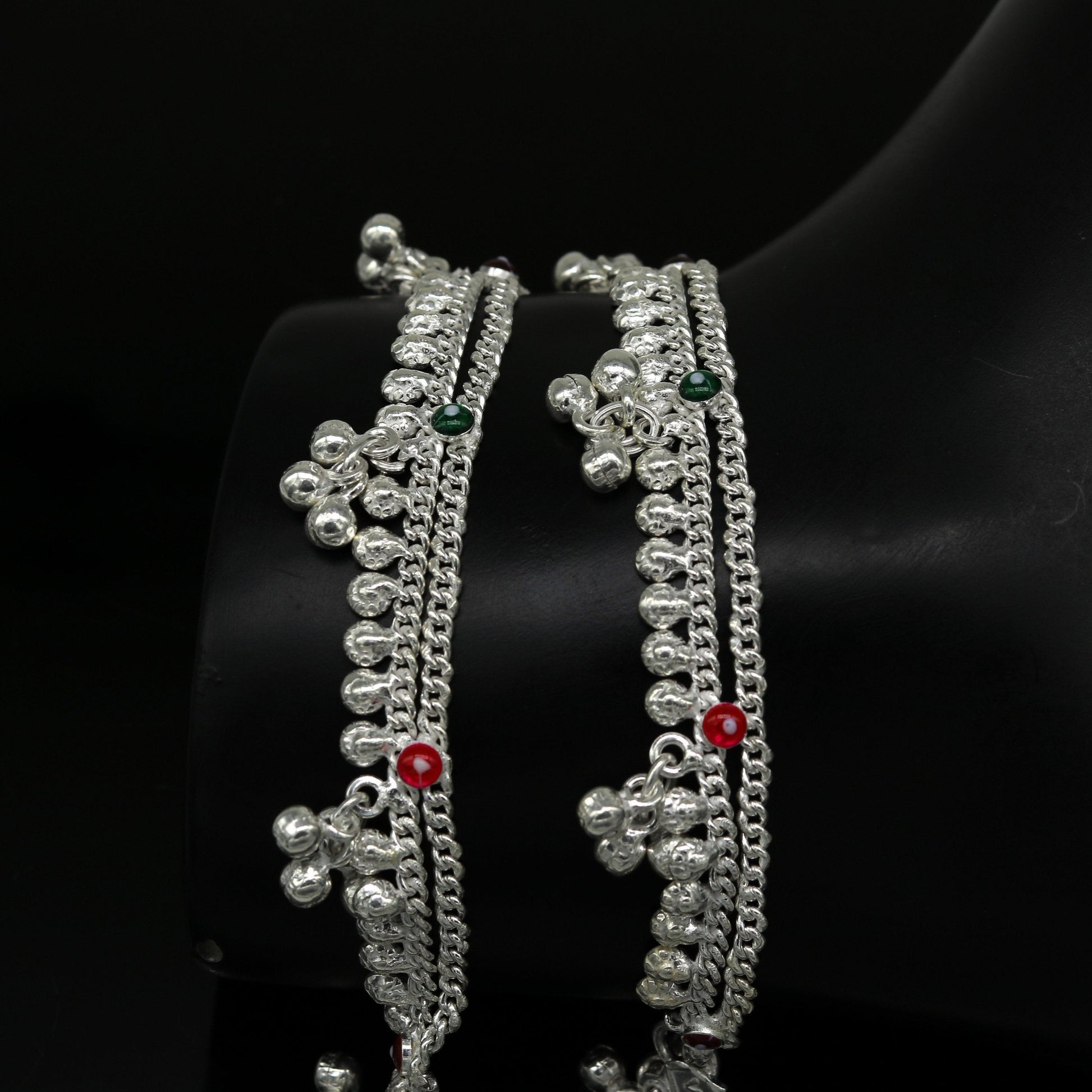 6" long Sterling silver handmade amazing silver ankle bracelet baby anklet noisy sound charm customized anklet personalized gifting ank222 - TRIBAL ORNAMENTS