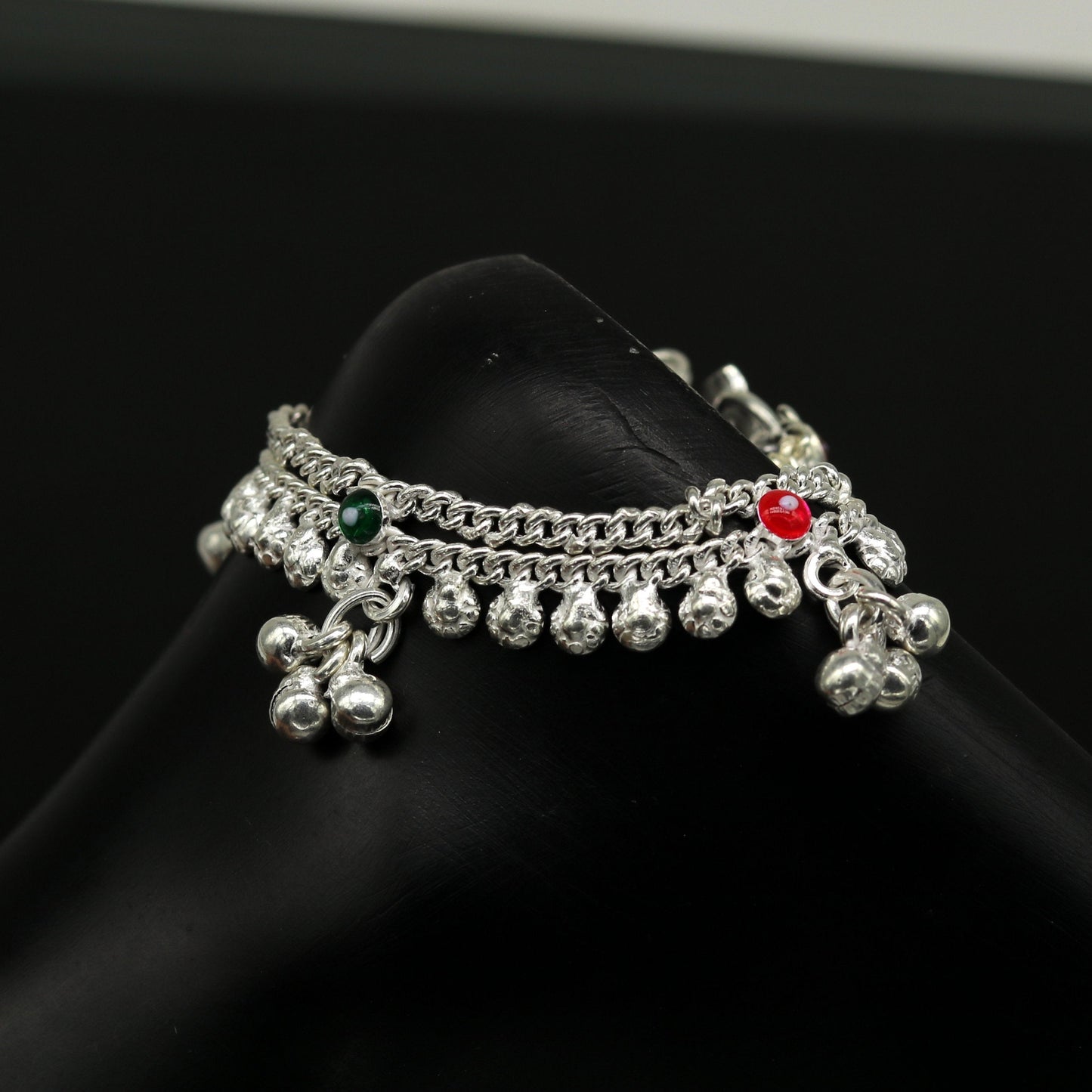 6" long Sterling silver handmade amazing silver ankle bracelet baby anklet noisy sound charm customized anklet personalized gifting ank222 - TRIBAL ORNAMENTS