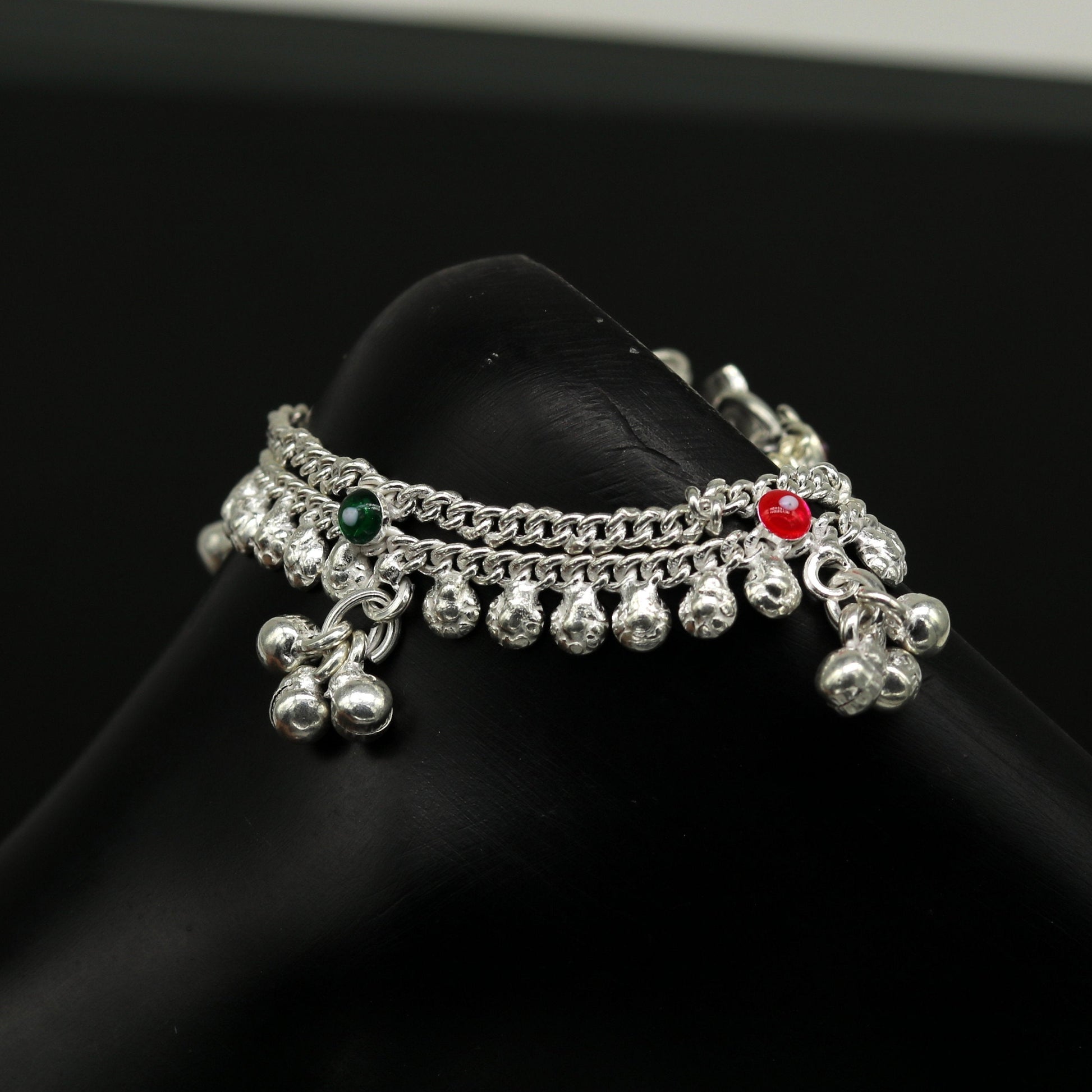 6" long Sterling silver handmade amazing silver ankle bracelet baby anklet noisy sound charm customized anklet personalized gifting ank222 - TRIBAL ORNAMENTS