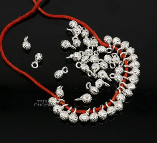 6 mm tiny hanging jingling bells lot 20 pieces 925 sterling silver fabulous beads or hanging drops for custom jewelry making lose beads bd20 - TRIBAL ORNAMENTS