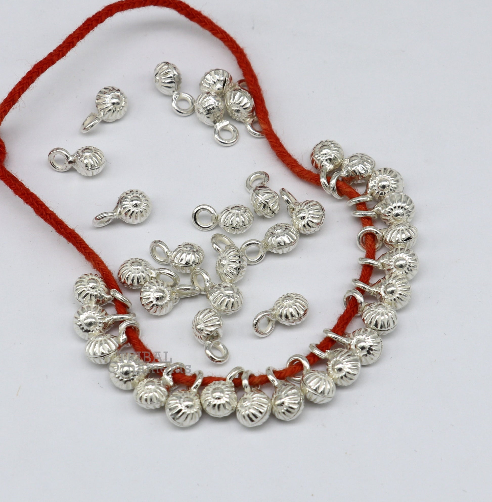 6 mm tiny hanging jingling bells lot 20 pieces 925 sterling silver fabulous beads or hanging drops for custom jewelry making lose beads bd20 - TRIBAL ORNAMENTS