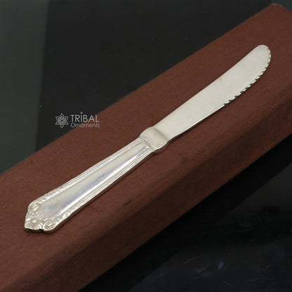 6-inch pure 925 sterling silver butter knife by TRIBAL ORNAMENTS, elegant silver utensil for food serving or luxury gifting