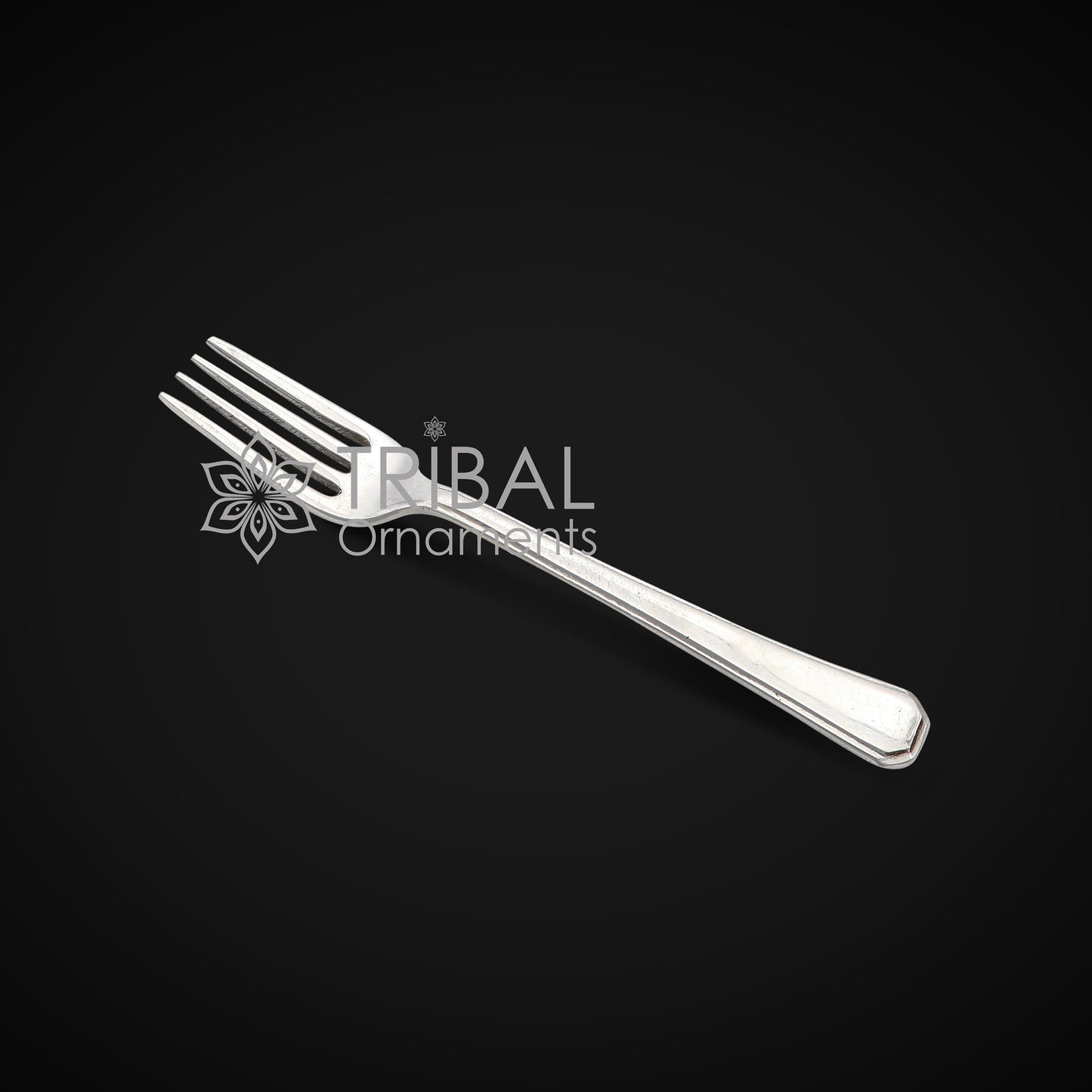 6-inch sterling silver fork and spoon set by Tribal Ornaments, elegant silver utensils for luxury gifting or food serving