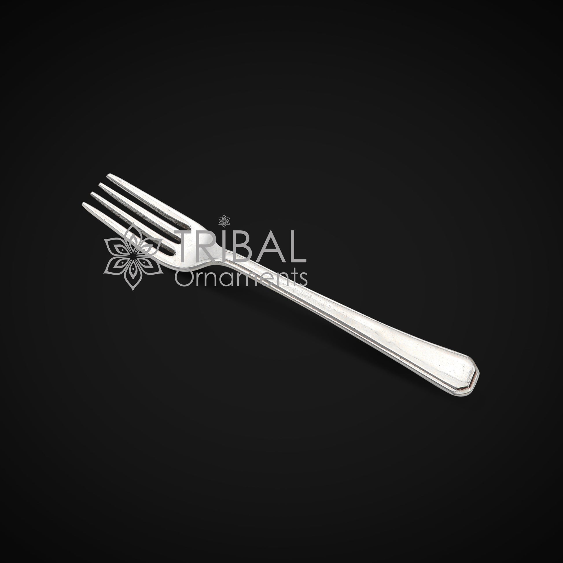 6-inch sterling silver fork and spoon set by Tribal Ornaments, elegant silver utensils for luxury gifting or food serving