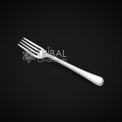 6-inch sterling silver fork and spoon set by Tribal Ornaments, elegant silver utensils for luxury gifting or food serving