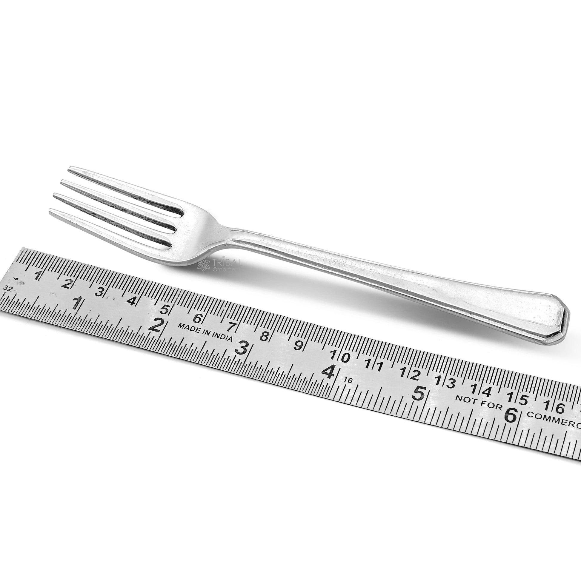 6-inch pure 925 sterling silver fork and spoon set by Tribal Ornaments, elegant silver utensils for food serving or luxury gifting