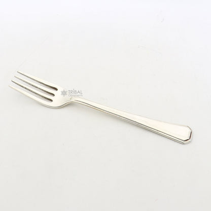 6-inch pure 925 sterling silver fork and spoon set by Tribal Ornaments, elegant silver utensils for luxury gifting or food serving.