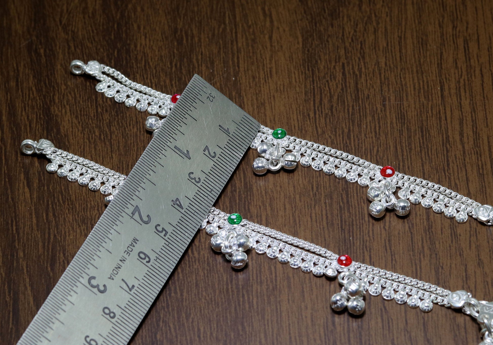 6" sterling silver handmade jingle bells baby kids ankle bracelet, noisy sound bells charm anklets jewelry belly dance gifting kids ank200 - TRIBAL ORNAMENTS