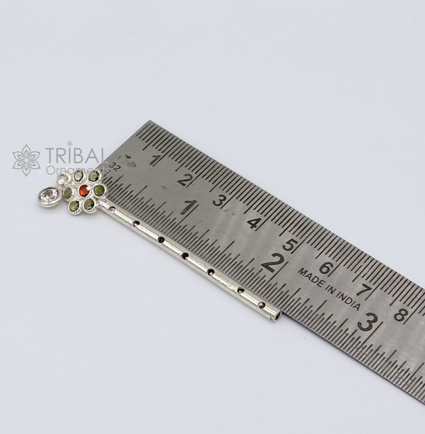 6cm long Flute divine 925 sterling silver handmade stone work design idol Krishna flute, silver bansuri, laddu Gopala flute su1256 - TRIBAL ORNAMENTS